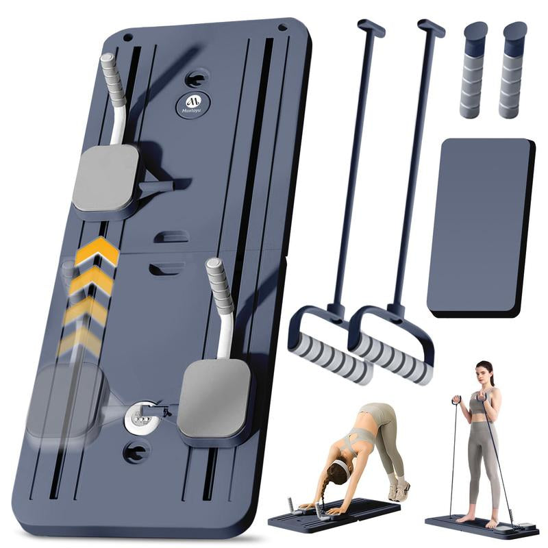 New Multi-Functional Ab Exercise Board - Foldable Lightweight Home Pilates Reformer with Foam Armrests, Timer, and Various Training Positions