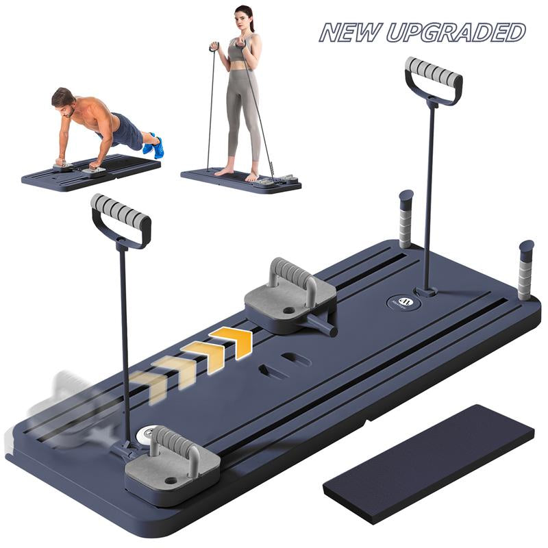 New Multi-Functional Ab Exercise Board - Foldable Lightweight Home Pilates Reformer with Foam Armrests, Timer, and Various Training Positions