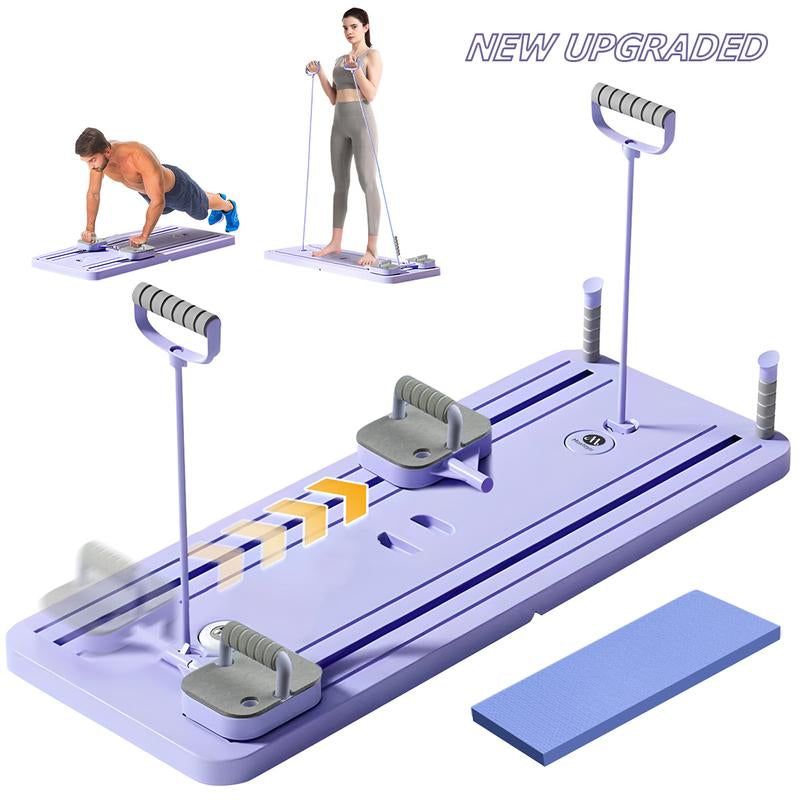 New Multi-Functional Ab Exercise Board - Foldable Lightweight Home Pilates Reformer with Foam Armrests, Timer, and Various Training Positions