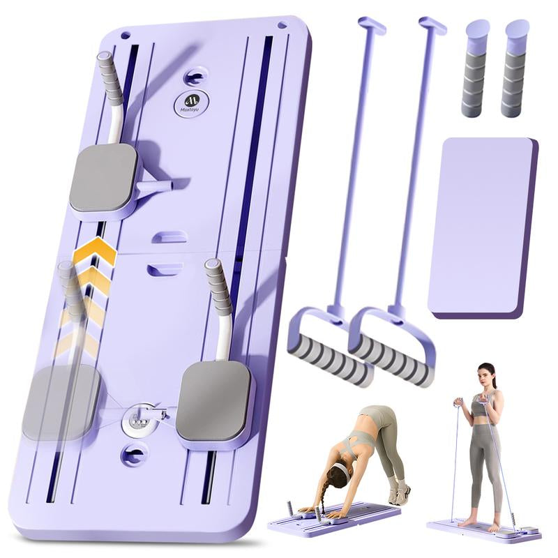 New Multi-Functional Ab Exercise Board - Foldable Lightweight Home Pilates Reformer with Foam Armrests, Timer, and Various Training Positions